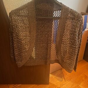 Macy's Open-Weave Short Cardigan in Dark Brown